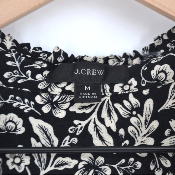 J. CREW Tiered Flowy Mini Dress in Floral Print Black White Women's M - Picture 9 of 11